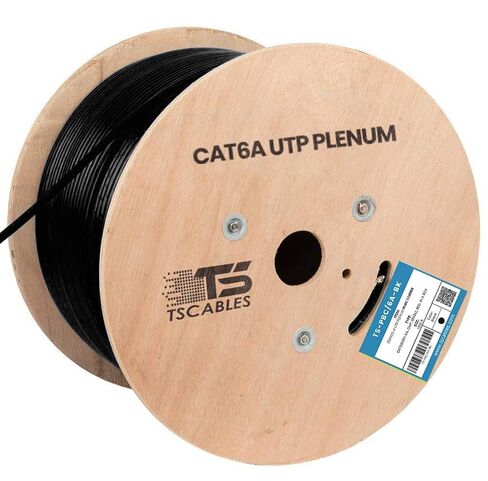 TSCables | Cat6A Plenum (CMP) 1000ft, 750Mhz, PoE++ (4PPoE) | 100% Solid Bare Copper | 23AWG Unshielded Twisted Pairs (UTP), Available in 7 Colors for Easy Identification (Green, 1000ft) in Kuwait