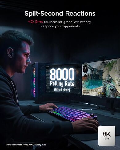PIXIU 98 Mechanical Gaming Keyboard with Knob, Cherry MX2A Red Switches, 8K Hz Polling, Tri-Mode Gasket Key-Board for PC/Mac/Laptop, Hot Swappable, PBT, RGB Backlit, 95 Keys in Saudi Arabia