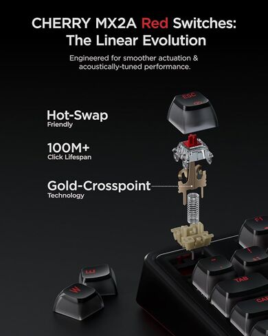 PIXIU 98 Mechanical Gaming Keyboard with Knob, Cherry MX2A Red Switches, 8K Hz Polling, Tri-Mode Gasket Key-Board for PC/Mac/Laptop, Hot Swappable, PBT, RGB Backlit, 95 Keys in Saudi Arabia