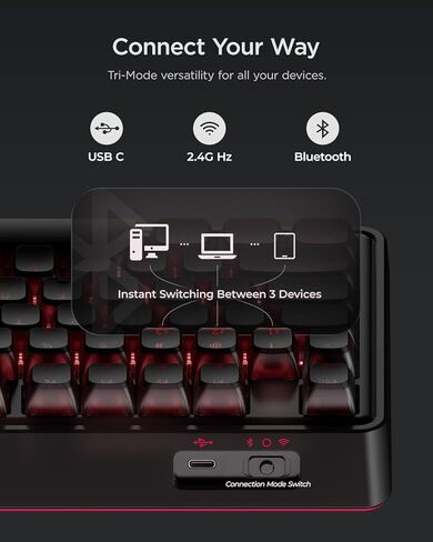 PIXIU 98 Mechanical Gaming Keyboard with Knob, Cherry MX2A Red Switches, 8K Hz Polling, Tri-Mode Gasket Key-Board for PC/Mac/Laptop, Hot Swappable, PBT, RGB Backlit, 95 Keys in Saudi Arabia