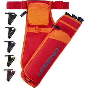 LEGEND First Archery Quiver Case for Arrows - Target Shooting Hip Quivers with Adjustable Belt & 3 Arrow Tubes - Durable Nylon Material with T-Slot & Storage Pockets for Accessories, Tools, Score Card in Kuwait
