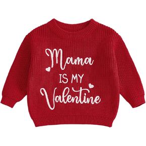 سترة للأطفال البنات والأولاد لعيد الحب ماما هي My Valentine مكتنزة وأكمام طويلة بلوفر لطيف للأطفال الصغار in Kuwait
