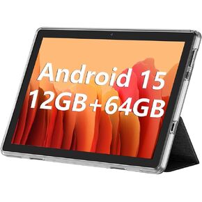 ECOPAD 10.1 Inch Tablet, Android 15 Tablets 12GB(4+8) RAM / 64GB ROM / 1TB SD Card Expansion, 1280x800 IPS HD Touchscreen, 6000mAh Battery, Bluetooth 5.0, Dual Cameras, GMS, Dual Band WiFi, Black in Kuwait