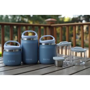 RIGWA POD TRIO SET - CLOUD - مجموعة كبسولات معزولة من الفولاذ المقاوم للصدأ مطلية بالسيراميك - أوعية طعام مانعة للتسرب مع أغطية - حشوات تريتون تكميلية - غير سامة وخالية من مادة BPA in Saudi Arabia