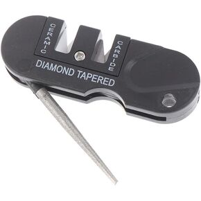 مبراة سكاكين الجيب متعددة الوظائف 4 في 1 مع فولاذ التنغستن - حجر شحذ محمول للاستخدام في الهواء الطلق والتخييم والمطبخ والصيد - تصميم مدمج ومتين للسكاكين والمقصات والأدوات in Kuwait