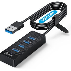 USB 3.0 Hub كابل طويل 10FT، 4 منافذ USB تمديد كابل بيانات USB Dock Extender لأجهزة الكمبيوتر المكتبية والكمبيوتر المحمول Mac، Windows، 5Gbps in Kuwait