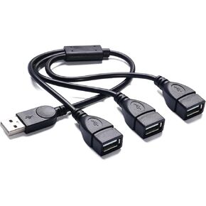 كابل شحن مقسم USB (1 قدم)، USBA ذكر إلى 3 أنثى USB 3 في 1 كابل مقسم USBA 2.0 محمول للشحن ونقل البيانات والكمبيوتر المحمول/الكمبيوتر الشخصي/السيارة/لوحة المفاتيح إلخ in Saudi Arabia