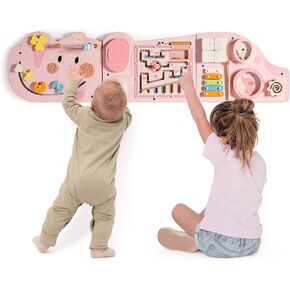 ROBUD Elephant Montessori Busy Board, 12-in-1 Activity Wall Busy Board, Montessori Sensory Wall Panel for Boys & Girls, Toddler Learning Activity Center for Playroom, Nursery, Beige in Saudi Arabia