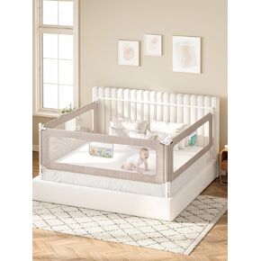 VBABY 3-Piece Bed Rails for Queen Bed, Sturdy Baby Bed Rail Guard for Toddler, Adjustable Height Queen Bed Rails with Headboard Rod, Grey, 59 x 78.7 x 78.7 in in Kuwait