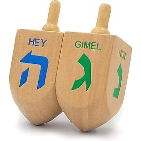Let's Play Dreidel The Hanukkah Game 2 Extra Large Wood Dreidels Instructions Included in Saudi Arabia