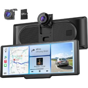 9.26" Carplay Screen with 4K Dash Cam & HD Backup Camera, Wireless Portable Car Play Screen for Apple CarPlay & Android Auto, OTA, Bluetooth 5.0, Mirror Link, Voice Control, GPS Navigation, FM in Saudi Arabia