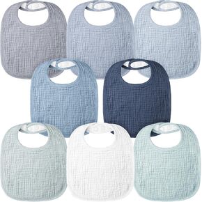 صدريات Bearmoss Baby Muslin Drooling 100% قطن مربعة قابلة للتعديل هدية للأطفال البنات والأولاد التسنين 8 عبوات in Kuwait