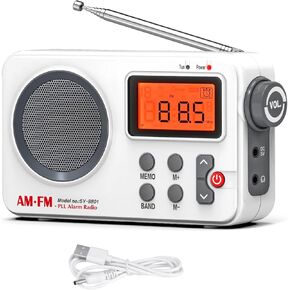 تيار مستمر 5 فولت AM/FM راديو SY-8801 شاشة LED واضحة مكبر صوت منبه يدعم 20 محطة مسبقًا للداخلية والخارجية in Kuwait