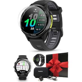 PlayBetter Garmin Forerunner 970 (حجر أبيض/أصفر شفاف) للجري والترياتلون GPS ساعة ذكية - AMOLED، مصباح يدوي LED مع واقيات شاشة عالية الدقة، ومحول حائط وحقيبة in Kuwait