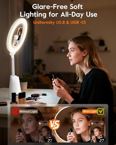 11" True-Color Phone Ring Light with Stand & Dual Phone Mounts – CRI 98+ Soft Desk Selfie Light, 224 LEDs, 4 Color Modes, Touch Control for Makeup, Live Streaming, Video Recording, Zoom Calls & TikTok in Saudi Arabia