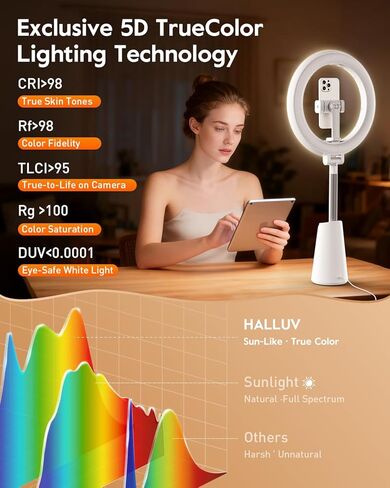 11" True-Color Phone Ring Light with Stand & Dual Phone Mounts – CRI 98+ Soft Desk Selfie Light, 224 LEDs, 4 Color Modes, Touch Control for Makeup, Live Streaming, Video Recording, Zoom Calls & TikTok in Saudi Arabia