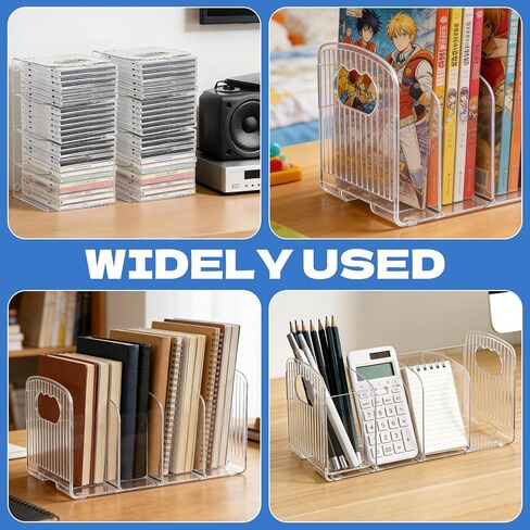 2 Pack Clear Acrylic CD Holder DVD/CD Display Racks CD Storage Box with Handle, 4 Compartments Desktop CD Organizer for Media Shelf Storage and Oraganization, Hold 32-48 Cases in Kuwait