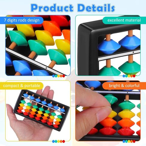 DOITOOL 2 قطعة عداد للأطفال الرياضيات، عداد صغير 7 أعمدة سوروبان، لعبة تعليمية للرياضيات للأطفال الصغار للتطوير المبكر لمرحلة ما قبل المدرسة والتدريب على الحساب الذهني، 4.65 × 2.36 بوصة، بلاستيك in Kuwait