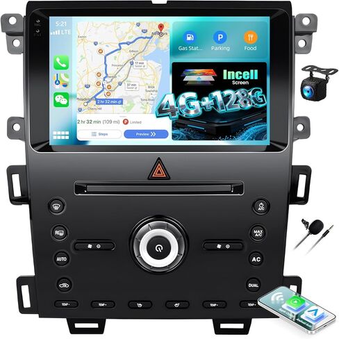 4G+128G Andriod Car Radio for Ford Edge 2011-2015 with CarPlay Android Auto 10.1 Inch Incell Touch Screen with GPS Navigation WiFi Backup Camera Mic in Saudi Arabia