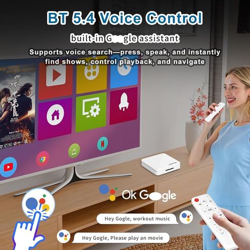 Android 14.0 TV Box 2025، LEFFOT H313 4K Ultra HD Streaming جهاز للتلفزيون مع BT 5.4، 2 جيجا رام + 16 جيجا روم، صندوق تلفزيون ذكي مع جهاز تحكم صوتي، USB 3.0، HDR 10، 2.4 جيجا و5 جيجا واي فاي 6 in Kuwait