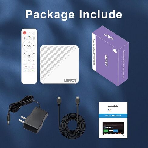 Android 14.0 TV Box 2025، LEFFOT H313 4K Ultra HD Streaming جهاز للتلفزيون مع BT 5.4، 2 جيجا رام + 16 جيجا روم، صندوق تلفزيون ذكي مع جهاز تحكم صوتي، USB 3.0، HDR 10، 2.4 جيجا و5 جيجا واي فاي 6 in Kuwait