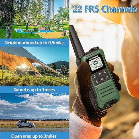 أجهزة اتصال لاسلكية طويلة المدى للبالغين، 4 قطع قابلة لإعادة الشحن Baofeng Walkie Talkie FRS راديو ثنائي الاتجاه 1400 مللي أمبير في الساعة، بطارية ليثيوم أيون، كابل USB-C، NOAA مع مصباح يدوي لعائلة التخييم in Kuwait