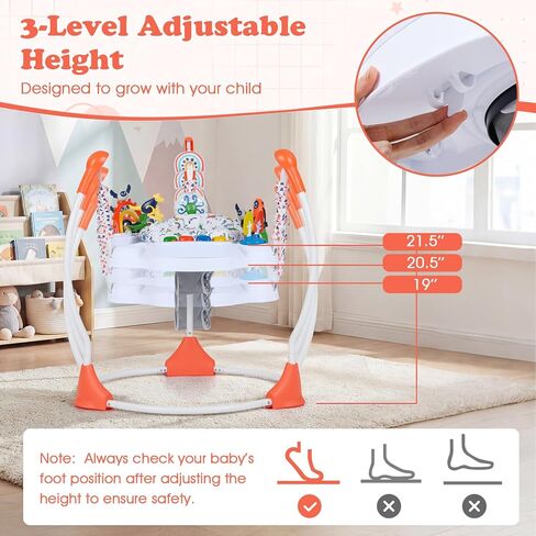 HONEY JOY Baby Bouncer Activity Center, Infant Jumper and Table w/ 360° Rotary Seat, 3 Adjustable Heights, Music, Lights, Sounds & Developmental Toys, Activity Center for Babies 6+ Months (Orange) in Saudi Arabia