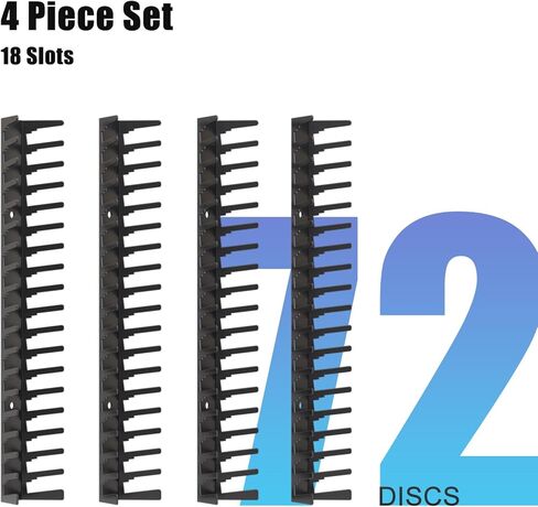 Video Game Wall Mount Organizer, 4 Piece Set, 72 Disc Capacity, Multi-Size Slots for PS5/PS4/Xbox/Switch Games, Black (4) in Saudi Arabia