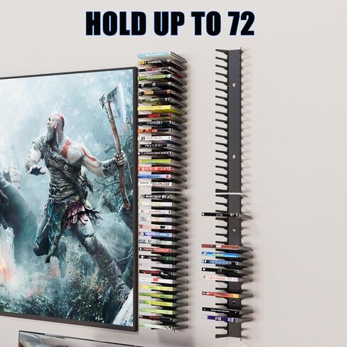 Video Game Wall Mount Organizer, 4 Piece Set, 72 Disc Capacity, Multi-Size Slots for PS5/PS4/Xbox/Switch Games, Black (4) in Saudi Arabia