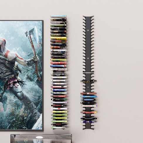 Video Game Wall Mount Organizer, 4 Piece Set, 72 Disc Capacity, Multi-Size Slots for PS5/PS4/Xbox/Switch Games, Black (4) in Saudi Arabia
