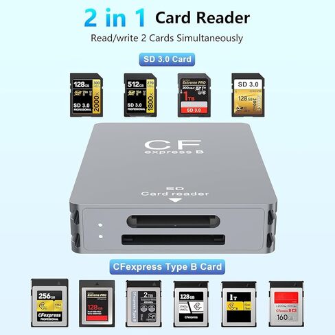 CFexpress Type B Card Reader – Portable Aluminum 433MB/s Thunderbolt/USB-C Memory Card Reader for Cameras – Compatible with XQD, SD Express, MacBook Pro/Air M1, Windows in Saudi Arabia