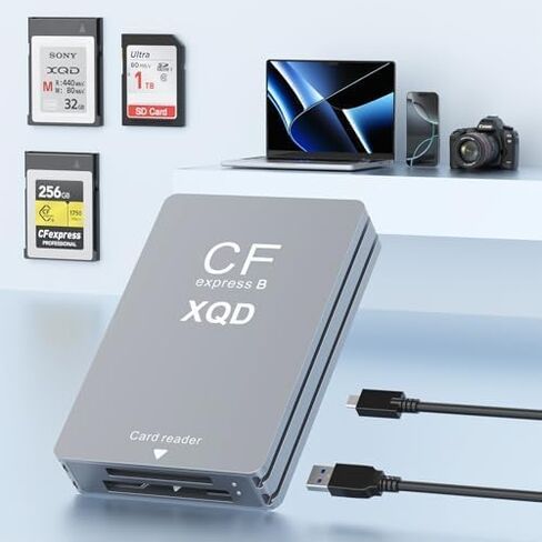 CFexpress Type B Card Reader – Portable Aluminum 433MB/s Thunderbolt/USB-C Memory Card Reader for Cameras – Compatible with XQD, SD Express, MacBook Pro/Air M1, Windows in Saudi Arabia