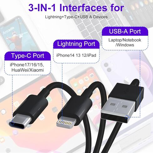 قارئ بطاقات الذاكرة - 4 في 1 قارئ بطاقات SD/MicroSD/MS/XD محول Memory Stick Pro Duo لجهاز Sony Cybershot SD، Lightning/USB-C/USB-A قارئ بطاقات SD ثلاثي لهاتف iPhone 17/16/15/14/iPad/PC/Android/Camera in Saudi Arabia