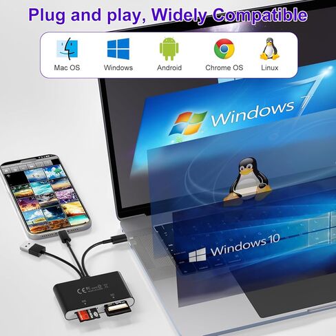 قارئ بطاقات الذاكرة - 4 في 1 قارئ بطاقات SD/MicroSD/MS/XD محول Memory Stick Pro Duo لجهاز Sony Cybershot SD، Lightning/USB-C/USB-A قارئ بطاقات SD ثلاثي لهاتف iPhone 17/16/15/14/iPad/PC/Android/Camera in Saudi Arabia