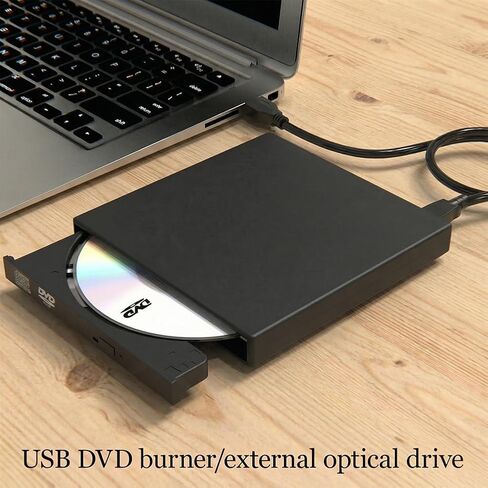 محرك أقراص CD DVD خارجي ناسخ USB 2.0، محرك أقراص CD/DVD±RW محمول نحيف لأجهزة الكمبيوتر المحمول والكمبيوتر المكتبي، التوصيل والتشغيل لنظام التشغيل Windows in Saudi Arabia