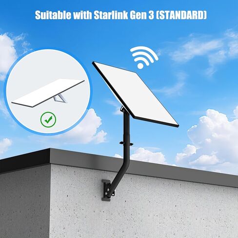 حامل Starlink من الجيل 3، مجموعة Starlink القياسية المعدنية القابلة للتعديل، متوافقة مع طبق V3 القياسي مع محول الأنابيب، مقاوم للطقس، للجدار والسقف in Kuwait