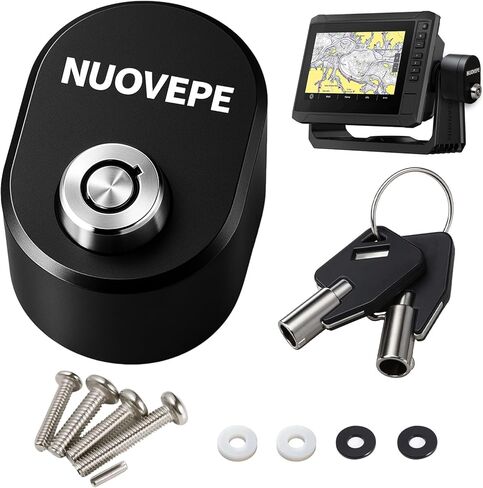 Aluminum Fish Finder Lock 2 Pack, Oval Fishing Graph Security Hardware for Gimbal Mount, Anti-Theft Marine GPS Unit Protection Compatible with Garmin, Lowrance, Humminbird (Black) in Kuwait