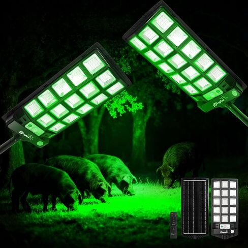 Hog Lights for Night Hunting - 16000LM / 20000LM Green Light for Hunting Hogs with Motion Sensor/Metal Bracket and 65FT Remote, Waterproof Solar Hog Feeder Light for Deer Coyote Varmint in Saudi Arabia