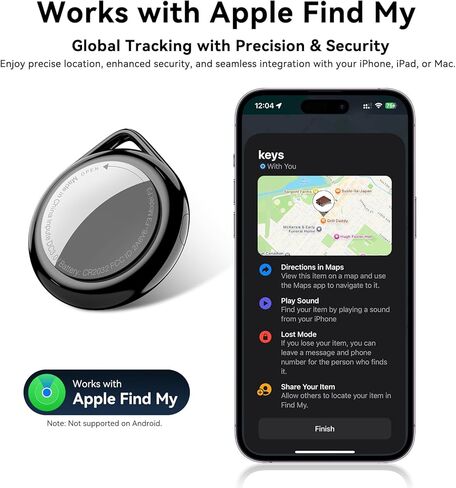 جهاز تتبع محفظة Air Tag 4-Pack معتمد من Apple MFi | ابحث عن جهازي المتوافق، مقاوم للماء، منبه 100 ديسيبل، بطارية قابلة للاستبدال لمفاتيح أمتعة الحيوانات الأليفة، تعمل مع iPhone iPad (iOS فقط) in Kuwait