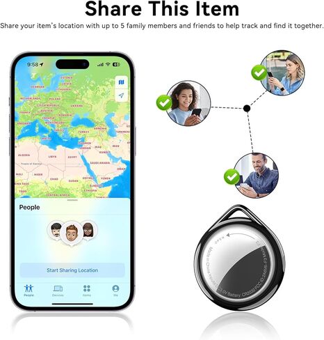 جهاز تتبع محفظة Air Tag 4-Pack معتمد من Apple MFi | ابحث عن جهازي المتوافق، مقاوم للماء، منبه 100 ديسيبل، بطارية قابلة للاستبدال لمفاتيح أمتعة الحيوانات الأليفة، تعمل مع iPhone iPad (iOS فقط) in Kuwait