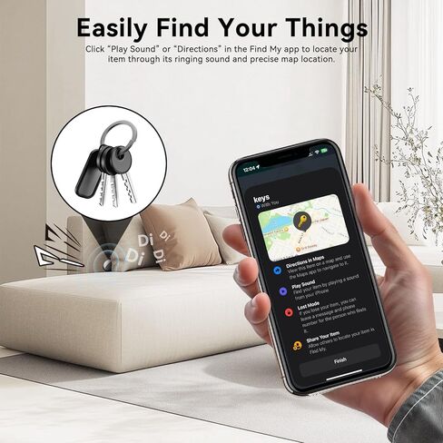 جهاز تتبع محفظة Air Tag 4-Pack معتمد من Apple MFi | ابحث عن جهازي المتوافق، مقاوم للماء، منبه 100 ديسيبل، بطارية قابلة للاستبدال لمفاتيح أمتعة الحيوانات الأليفة، تعمل مع iPhone iPad (iOS فقط) in Kuwait