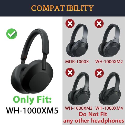 SOULWIT Broken Hinge Repair Part for Sony WH-1000XM5 (WH1000XM5), Reinforced Protective Joint Connectors for XM5 Headband Folding Side Cover Slider to Fix and Prevent Breakage - Black in Saudi Arabia