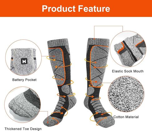 جوارب ساخنة، جوارب قابلة لإعادة الشحن 5 فولت 6000 مللي أمبير للرجال والنساء، جوارب كهربائية مع 3 مستويات تسخين للشتاء، التزلج، الصيد، التخييم، المشي لمسافات طويلة، ركوب الدراجات، العمل في الهواء الطلق in Kuwait