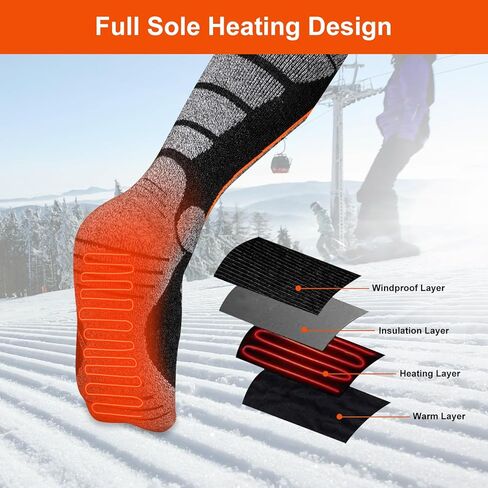 جوارب ساخنة، جوارب قابلة لإعادة الشحن 5 فولت 6000 مللي أمبير للرجال والنساء، جوارب كهربائية مع 3 مستويات تسخين للشتاء، التزلج، الصيد، التخييم، المشي لمسافات طويلة، ركوب الدراجات، العمل في الهواء الطلق in Kuwait