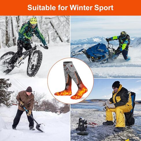 جوارب ساخنة، جوارب قابلة لإعادة الشحن 5 فولت 6000 مللي أمبير للرجال والنساء، جوارب كهربائية مع 3 مستويات تسخين للشتاء، التزلج، الصيد، التخييم، المشي لمسافات طويلة، ركوب الدراجات، العمل في الهواء الطلق in Kuwait