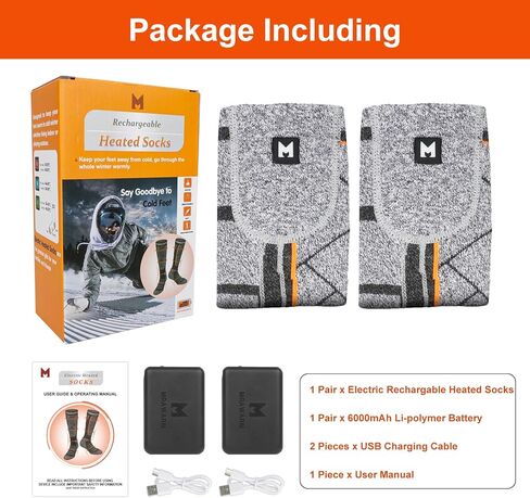 جوارب ساخنة، جوارب قابلة لإعادة الشحن 5 فولت 6000 مللي أمبير للرجال والنساء، جوارب كهربائية مع 3 مستويات تسخين للشتاء، التزلج، الصيد، التخييم، المشي لمسافات طويلة، ركوب الدراجات، العمل في الهواء الطلق in Kuwait