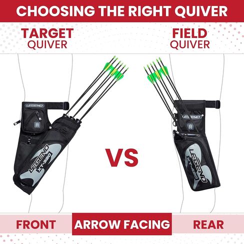 LEGEND First Archery Quiver Case for Arrows - Target Shooting Hip Quivers with Adjustable Belt & 3 Arrow Tubes - Durable Nylon Material with T-Slot & Storage Pockets for Accessories, Tools, Score Card in Saudi Arabia