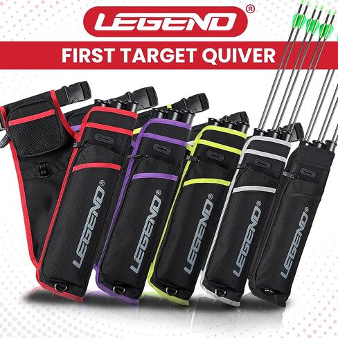 LEGEND First Archery Quiver Case for Arrows - Target Shooting Hip Quivers with Adjustable Belt & 3 Arrow Tubes - Durable Nylon Material with T-Slot & Storage Pockets for Accessories, Tools, Score Card in Saudi Arabia