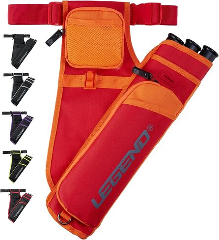 LEGEND First Archery Quiver Case for Arrows - Target Shooting Hip Quivers with Adjustable Belt & 3 Arrow Tubes - Durable Nylon Material with T-Slot & Storage Pockets for Accessories, Tools, Score Card in Saudi Arabia