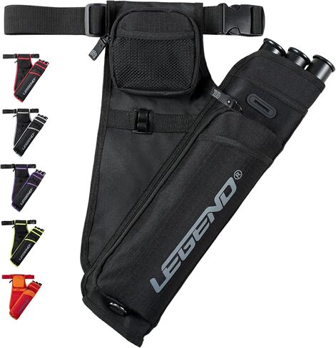 LEGEND First Archery Quiver Case for Arrows - Target Shooting Hip Quivers with Adjustable Belt & 3 Arrow Tubes - Durable Nylon Material with T-Slot & Storage Pockets for Accessories, Tools, Score Card in Saudi Arabia
